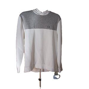 Calvin Klein White and Gray Block Coloring Hoodie Sweatshirt Men’s Size L